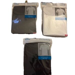 3 Pack UNIQLO AIRism Anti Odor Crew Neck T Shirt White Black Grey Japan Gym Dry